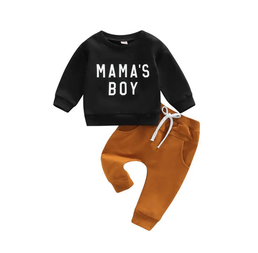 Black Mama's Sweatshirt Set & Rust Pants