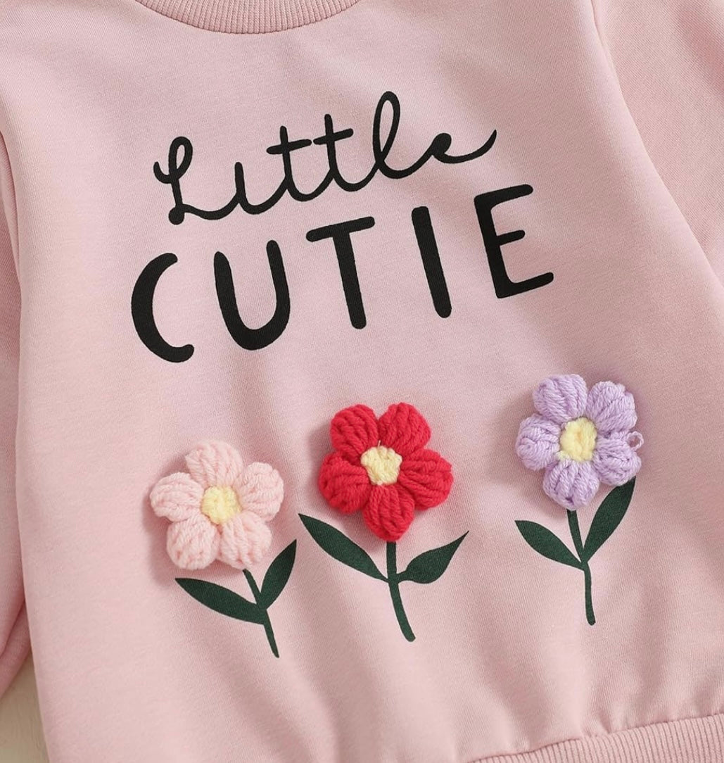 Girl 2 Piece Long Sleeve Tee Flare Floral Pant