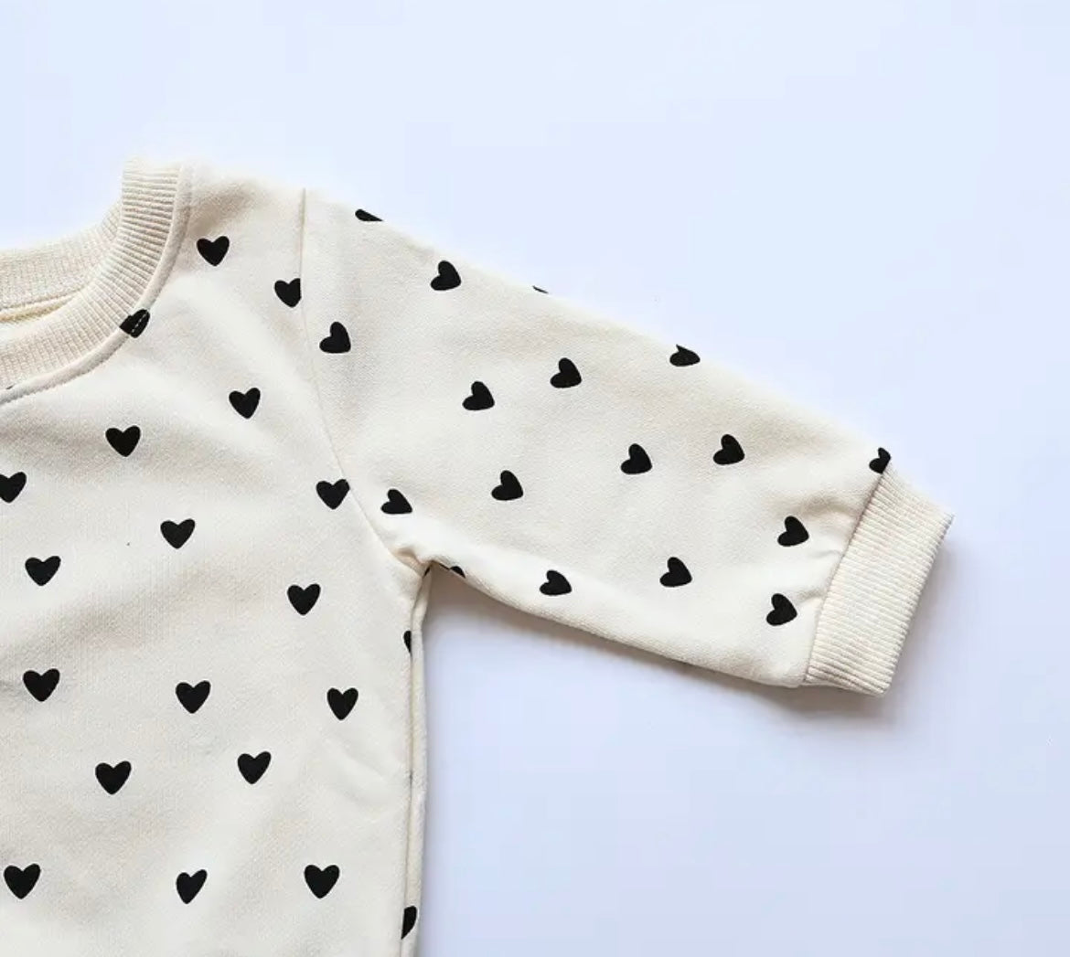 Girl Black Heart Sweatshirt Set