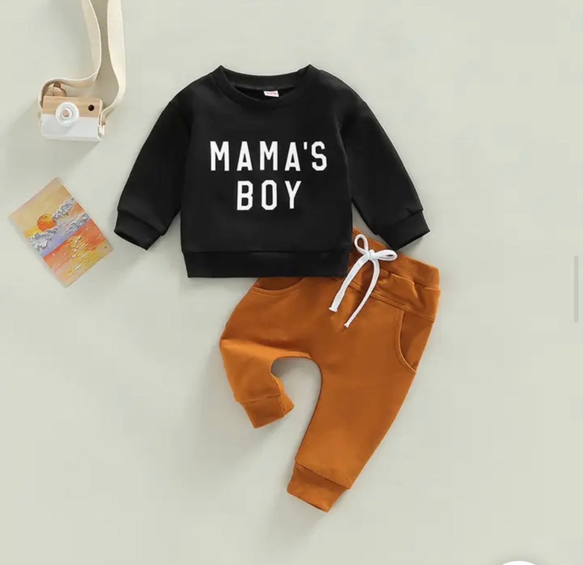 Black Mama's Sweatshirt Set & Rust Pants