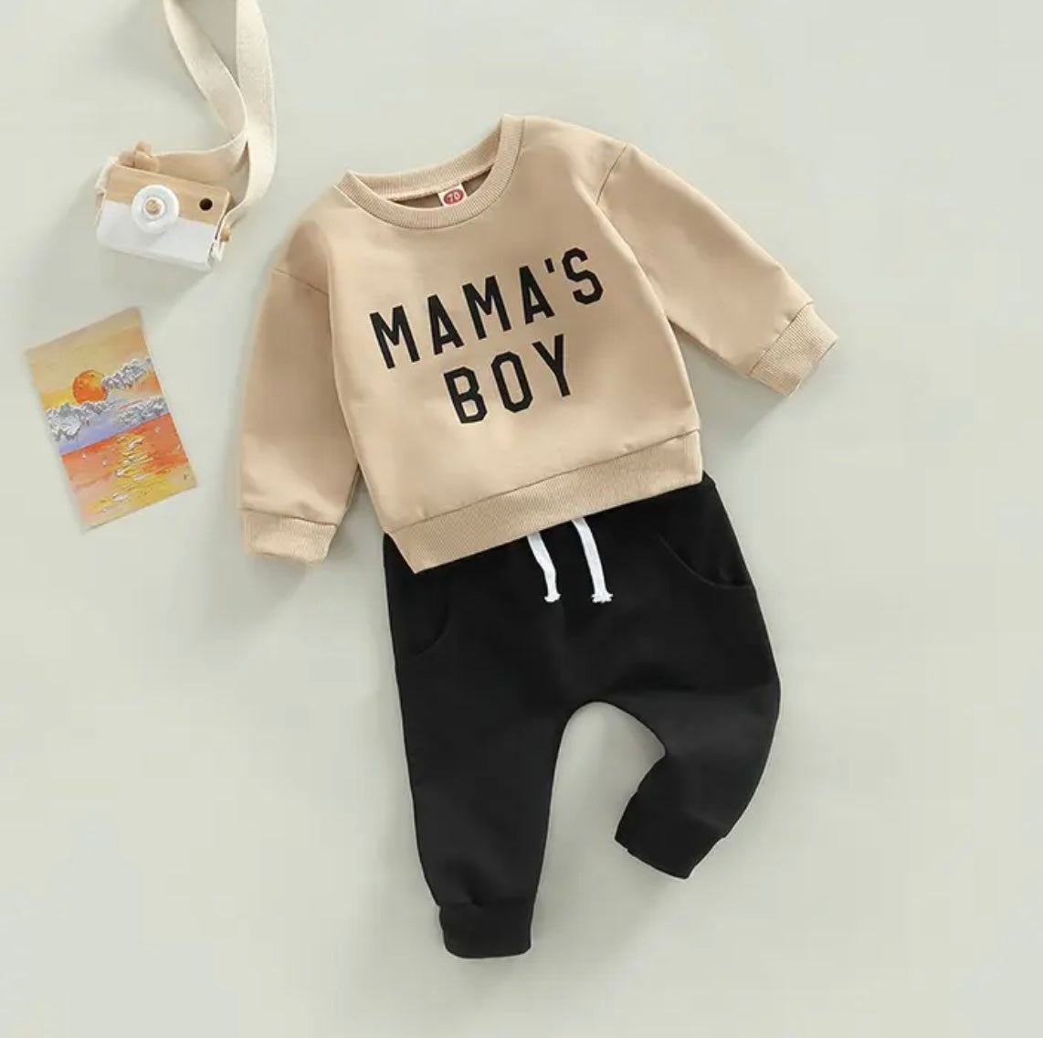 Black Mama's Sweatshirt Set & Rust Pants