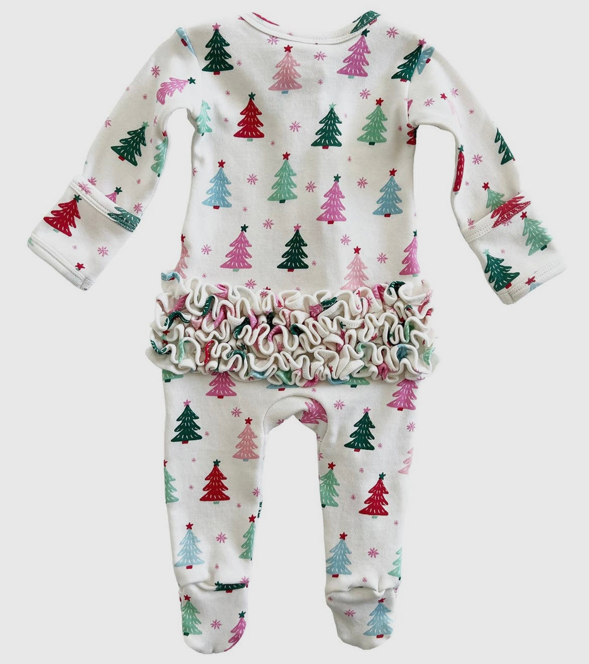 Baby Girl Pink Christmas Trees Footie