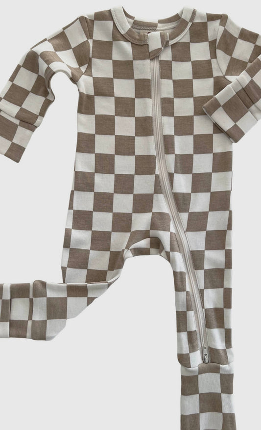 Checkerboard 2-Way Zip Romper