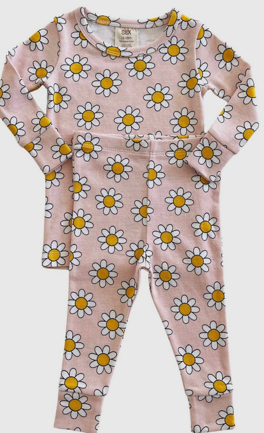 Girl 2 Piece Pink Daisy Set