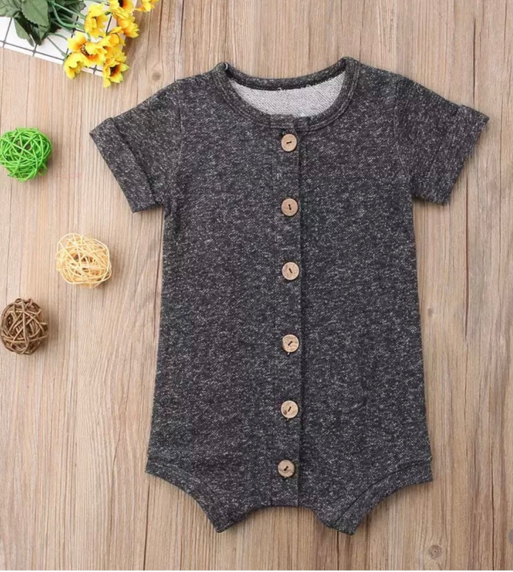 Charcoal Button Down Romper