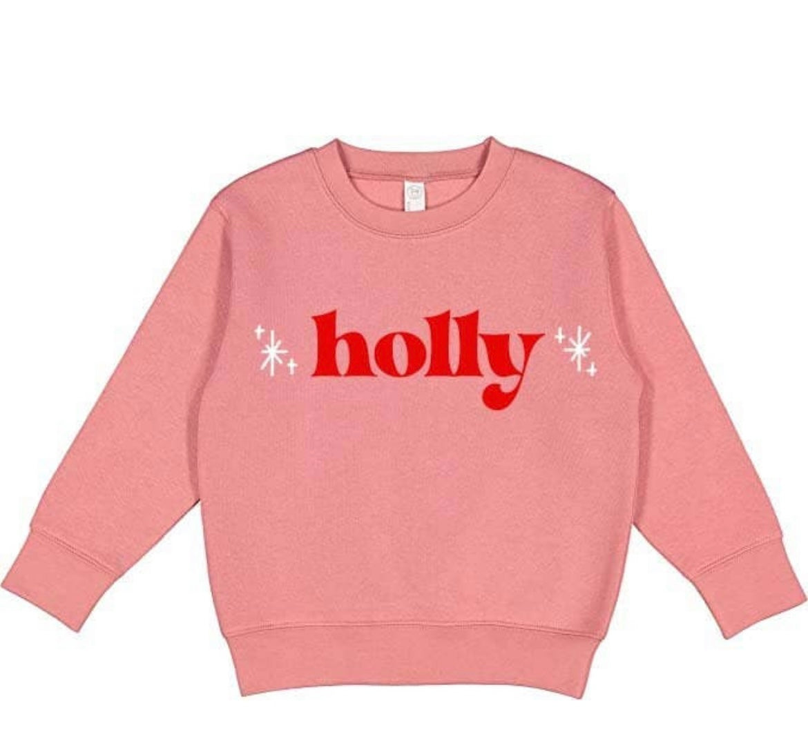 Christmas Holly Pink Toddler Sweatshirt