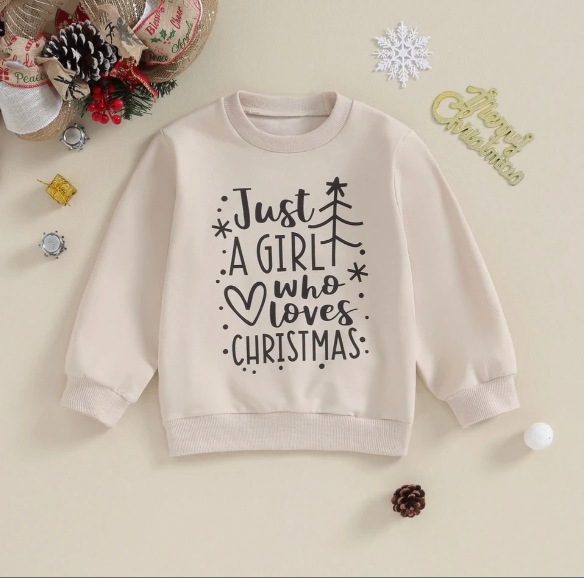 Christmas Girl Cream Sweatshirt