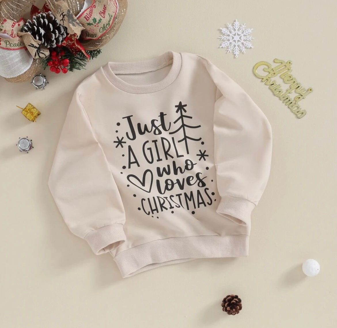 Christmas Girl Cream Sweatshirt