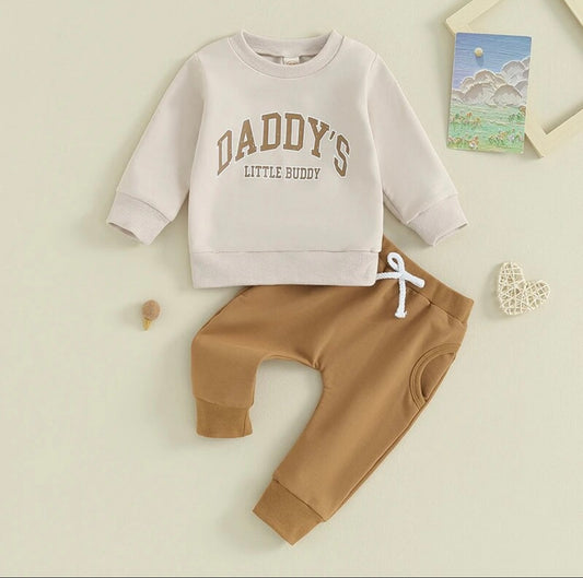 Cream "Daddy's" Sweatshirt & Rust pants set