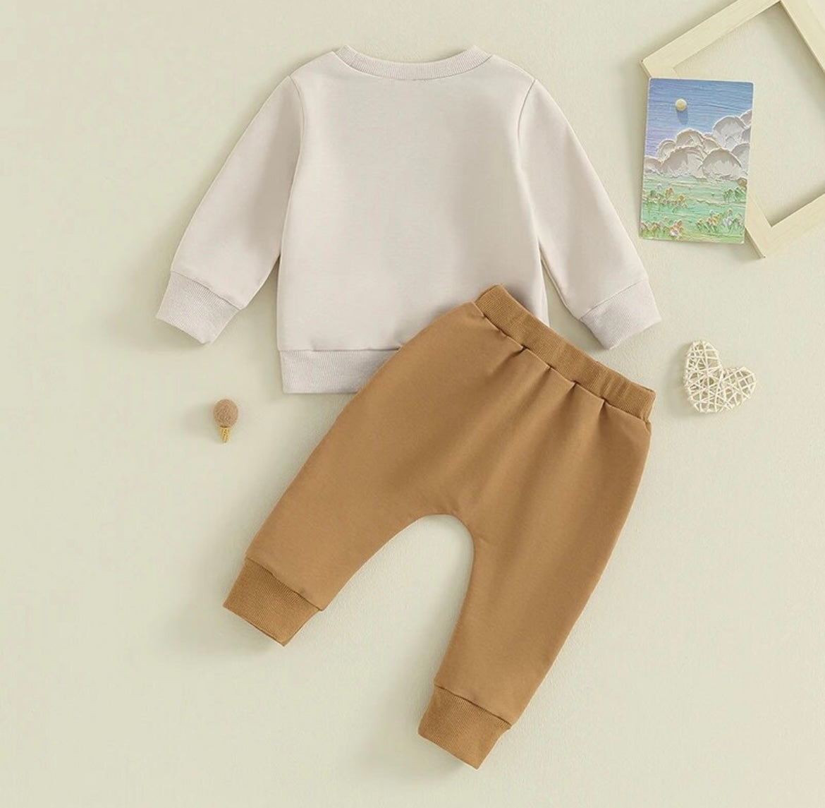 Cream "Daddy's" Sweatshirt & Rust pants set