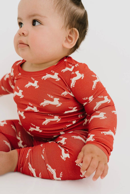 Christmas Red Reindeer Bamboo Pajama Set