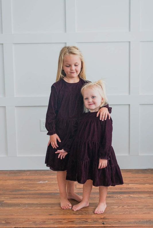 Christmas Burgundy Velvet Tiered Dress