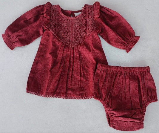 Maroon Dress and Bloomers