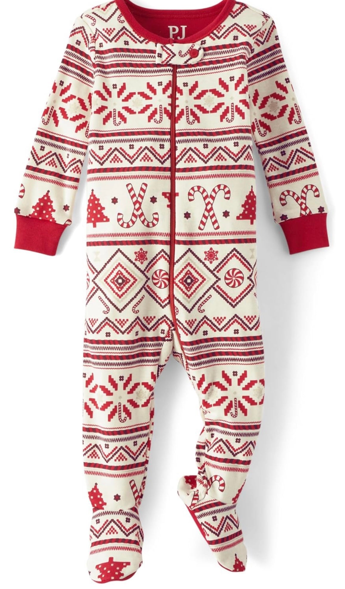 Christmas Red Fair Isle Baby Footie