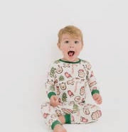 Christmas Green & Pink Cookies Bamboo Pajamas Set