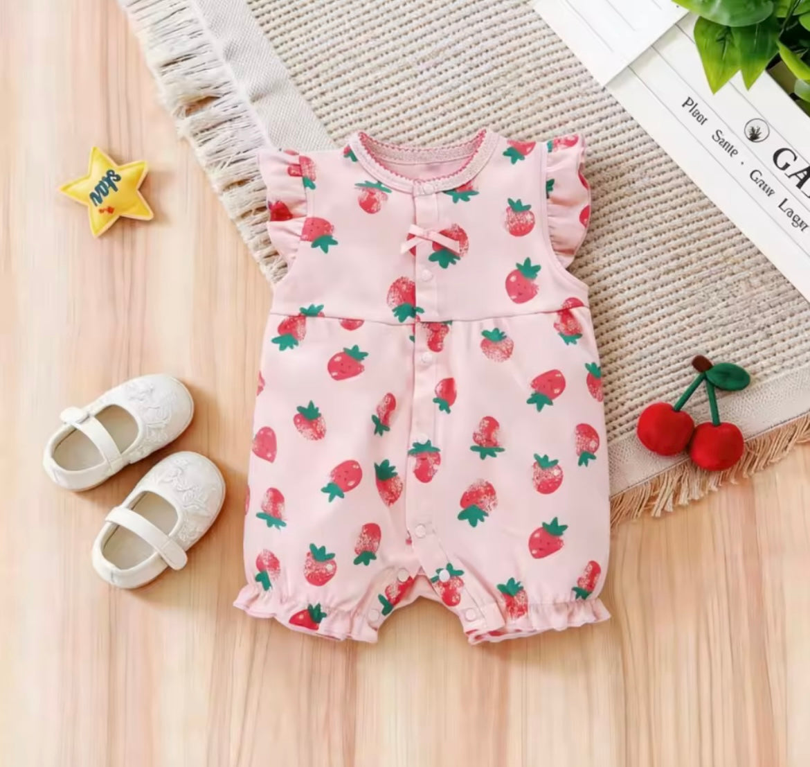 Baby Girl Strawberry Snap Romper