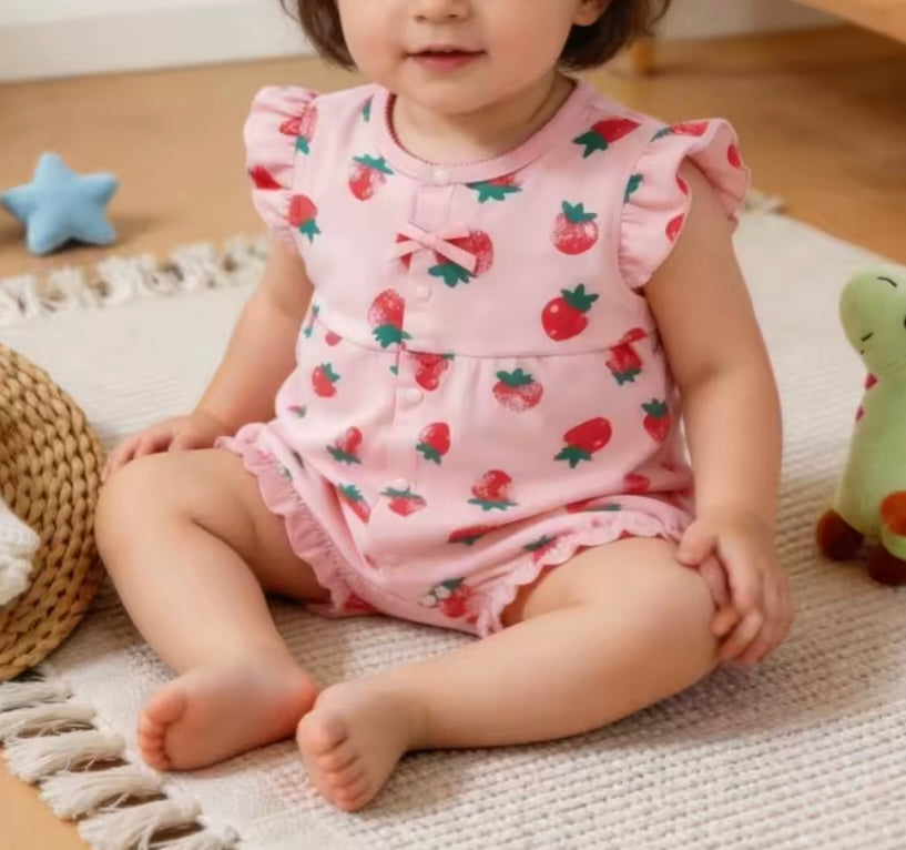 Baby Girl Strawberry Snap Romper