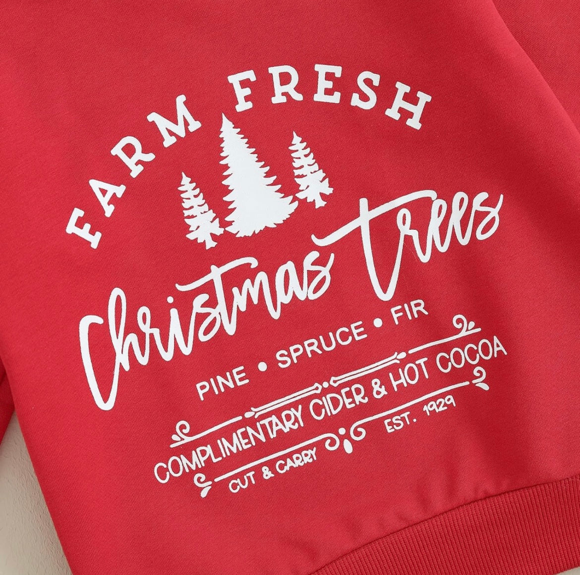 Christmas Trees Red Sweatshirt and Grey Pants Set