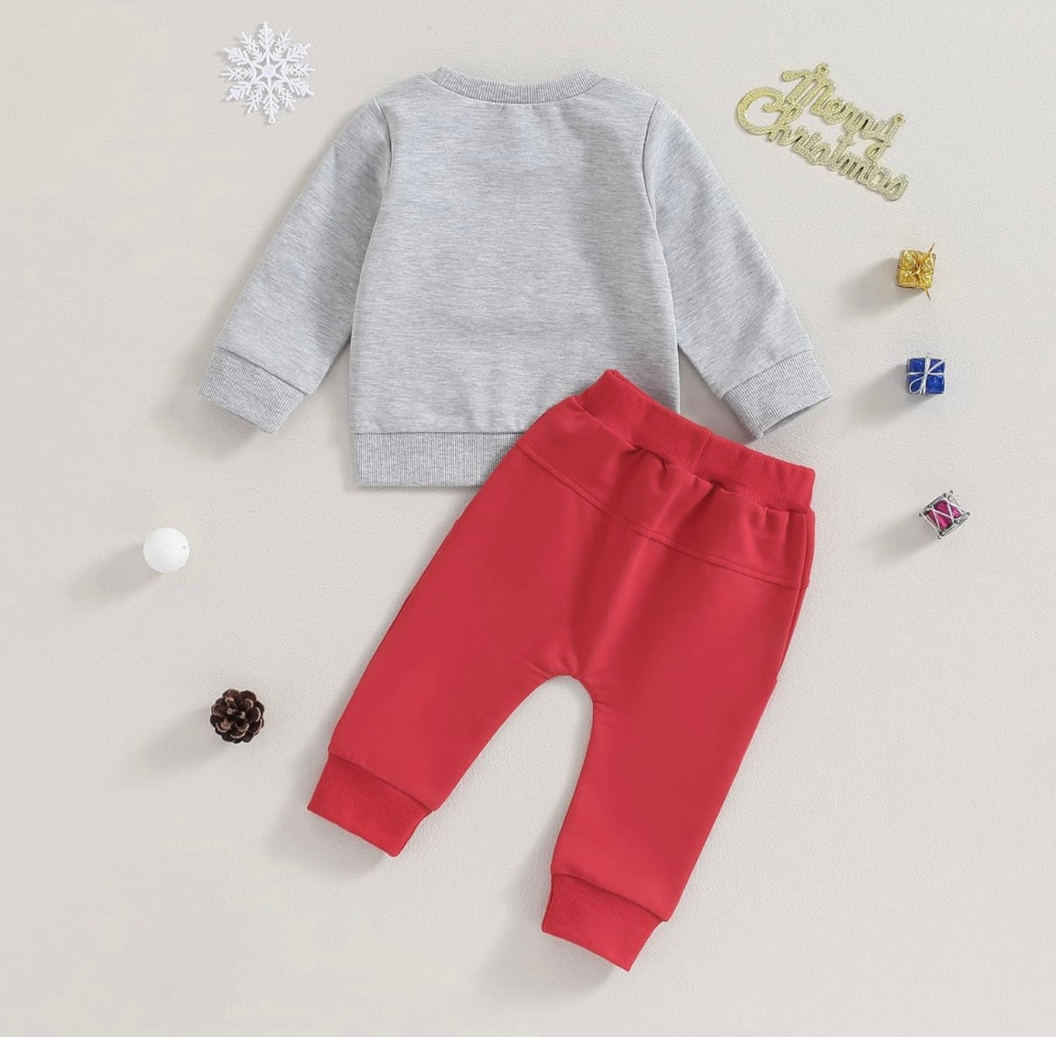 Christmas Jolly Grey Sweatshirt and Red Pants