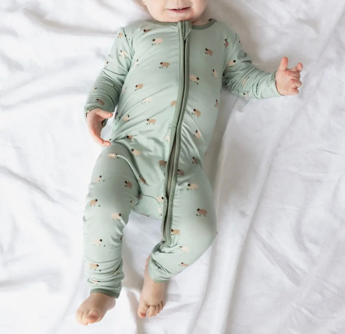 Baby Lamb Bamboo Footed Sleeper
