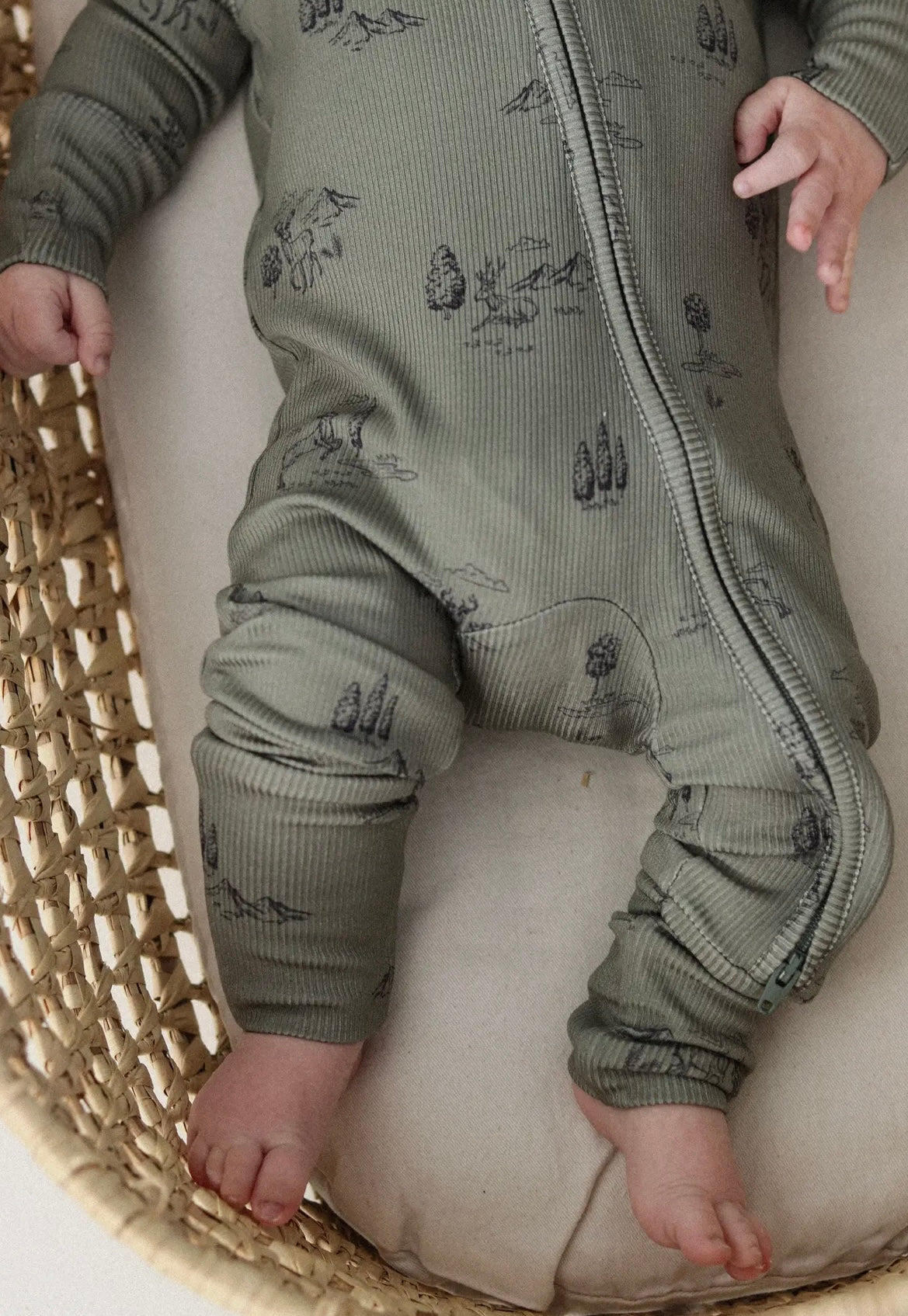 Baby Boy Bamboo Evergreen Deer Zip Pajamas