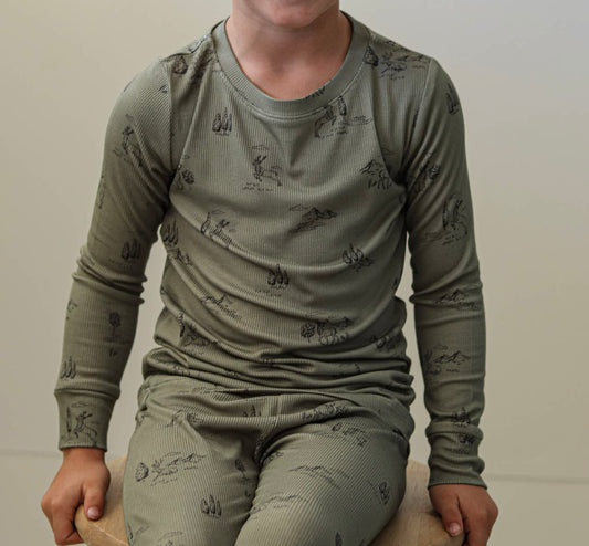 Boy Bamboo Evergreen Deer Pajama Set