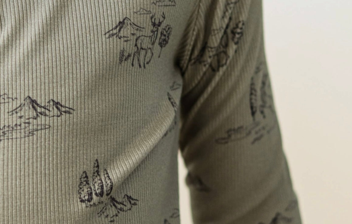 Boy Bamboo Evergreen Deer Pajama Set