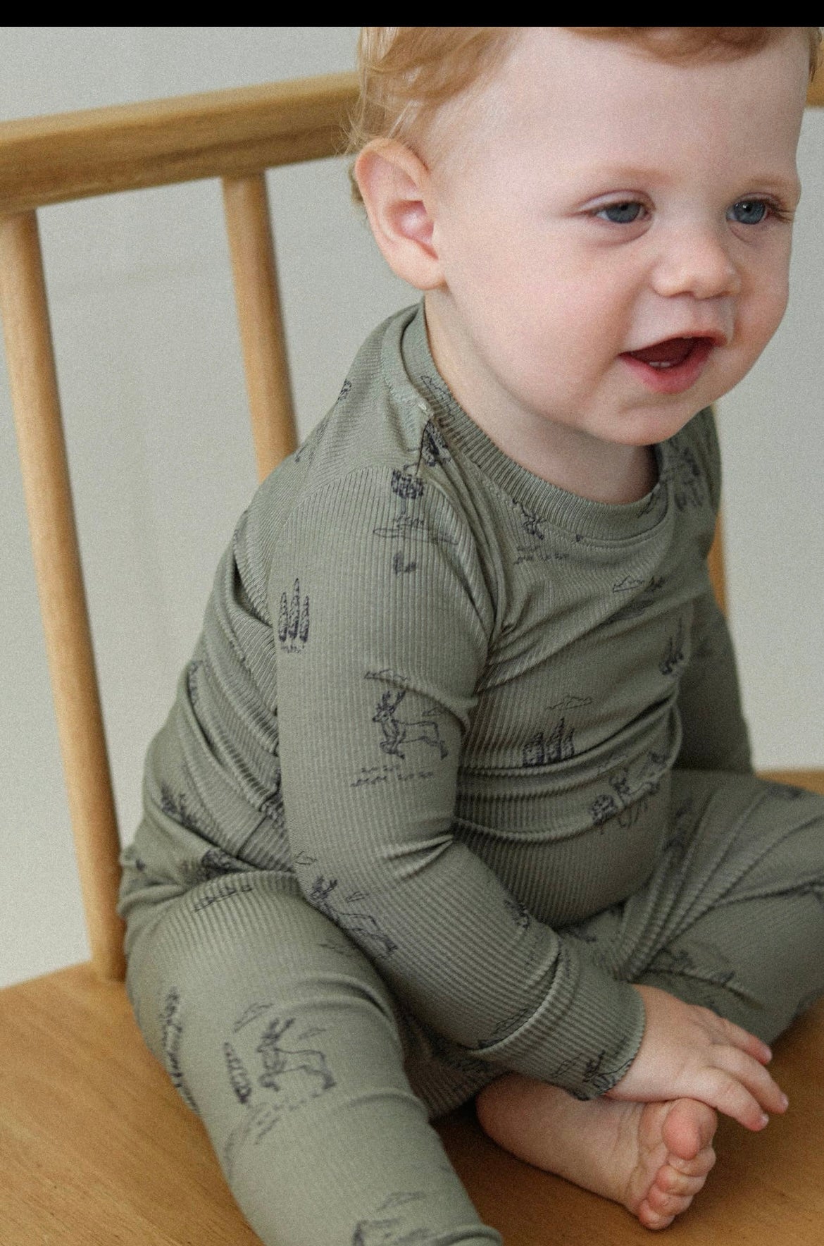 Boy Bamboo Evergreen Deer Pajama Set