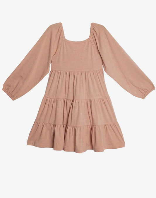 Girl Mauve Tiered Dress with Bow Detail on Back