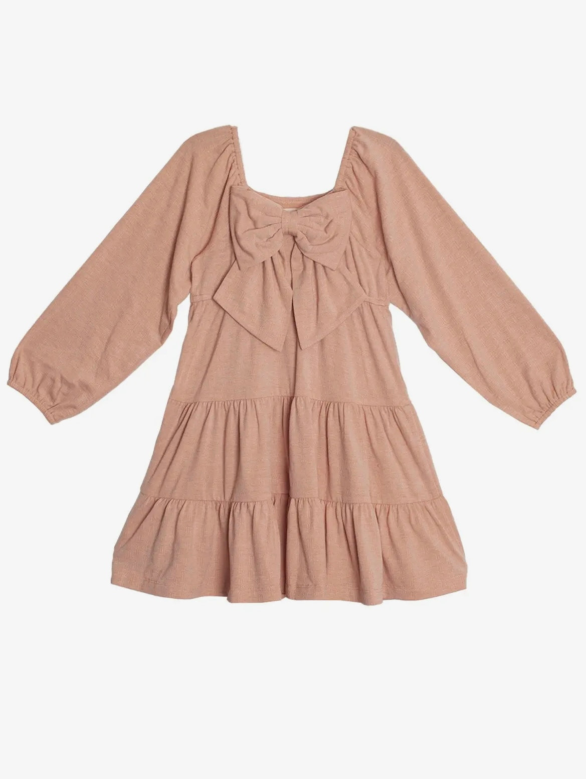 Girl Mauve Tiered Dress with Bow Detail on Back