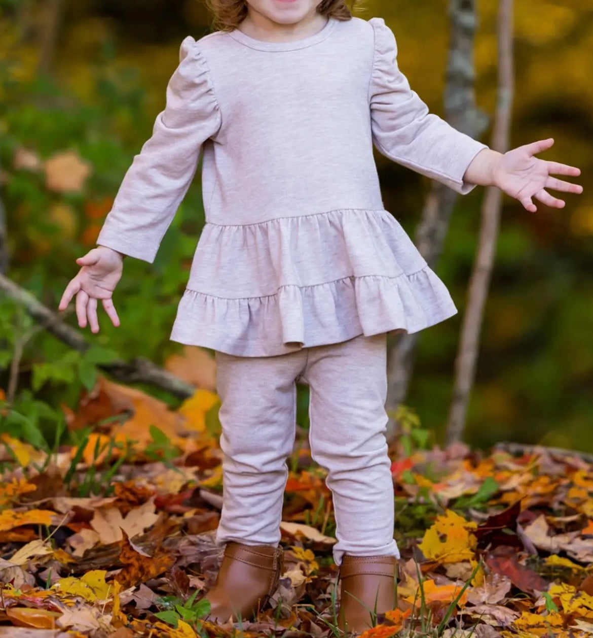 Girl 2 Piece Beige Pant Set