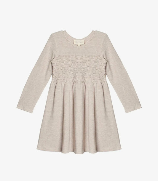 Girl Natural Waist Beige Dress