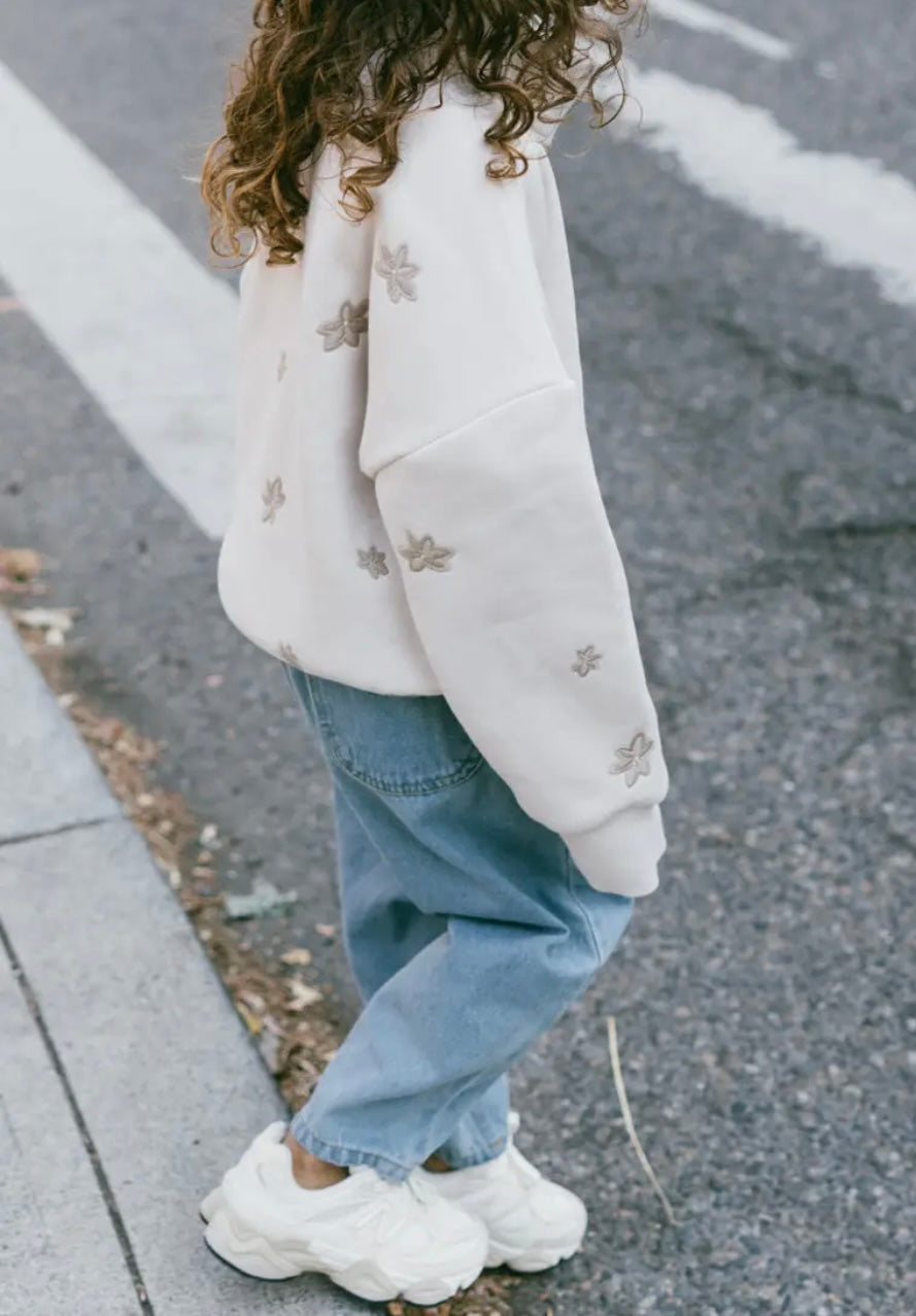 Girl Fleece Floral Half- Zip Pullover
