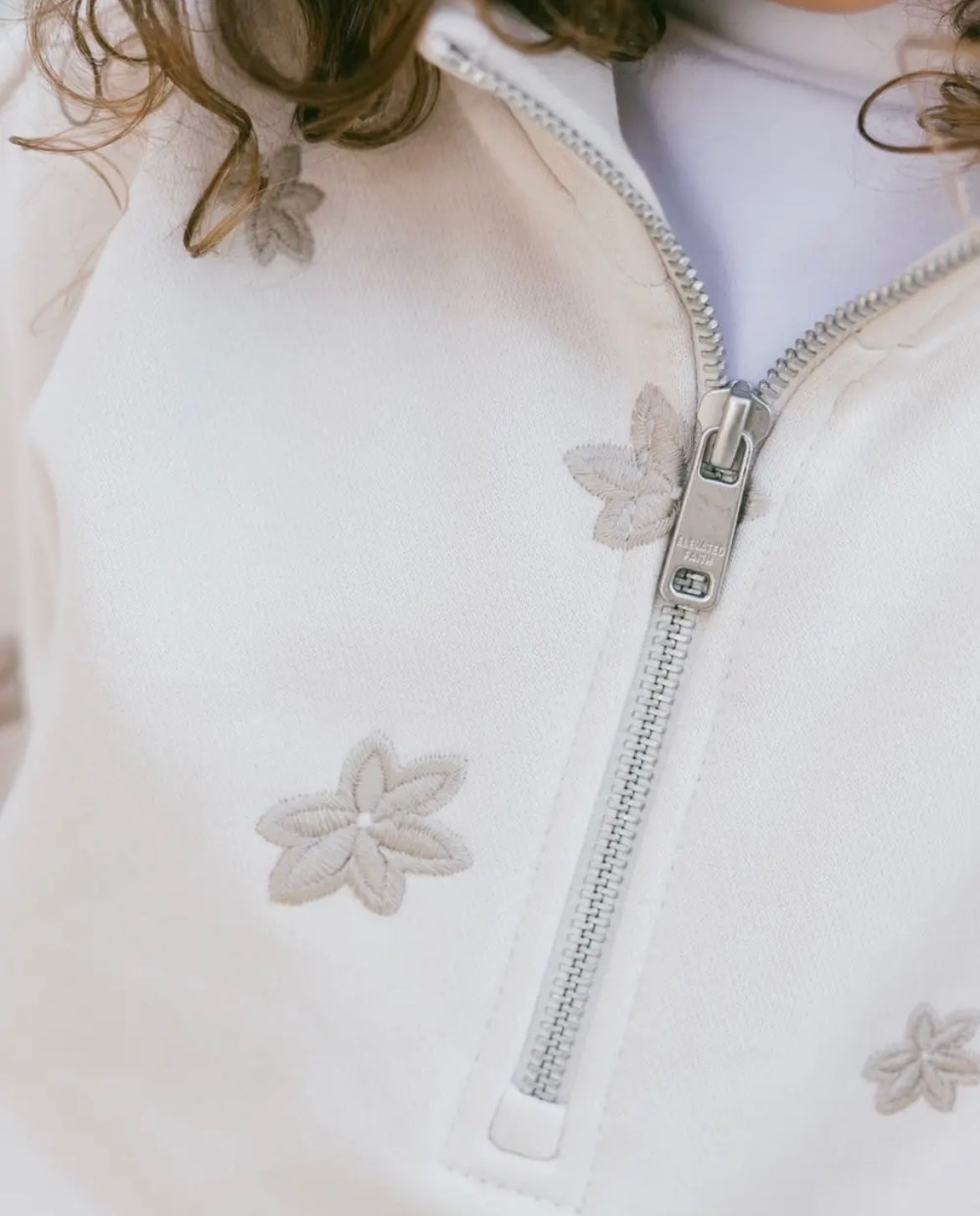 Girl Fleece Floral Half- Zip Pullover