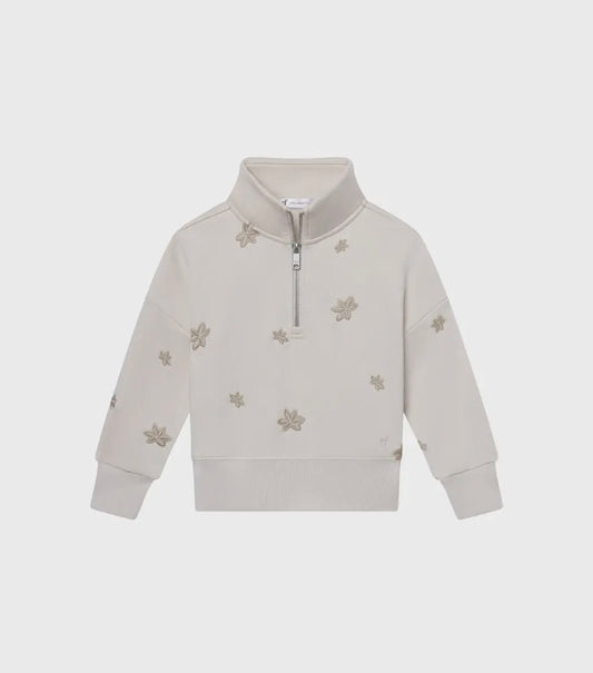 Girl Fleece Floral Half- Zip Pullover