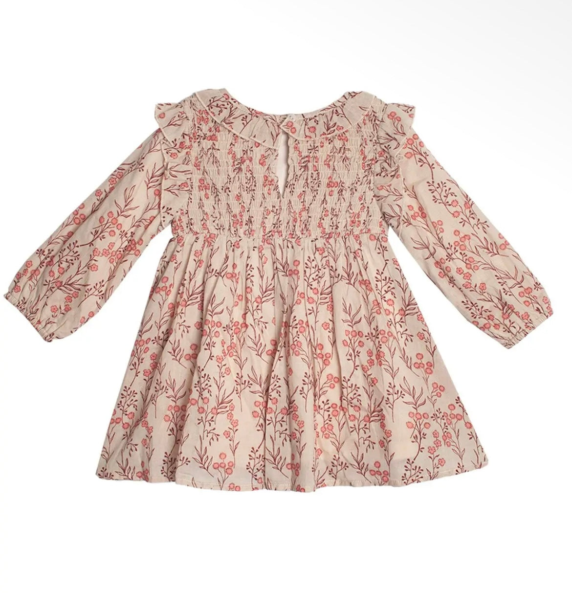 Baby Girl Floral Tan Long Sleeve Dress