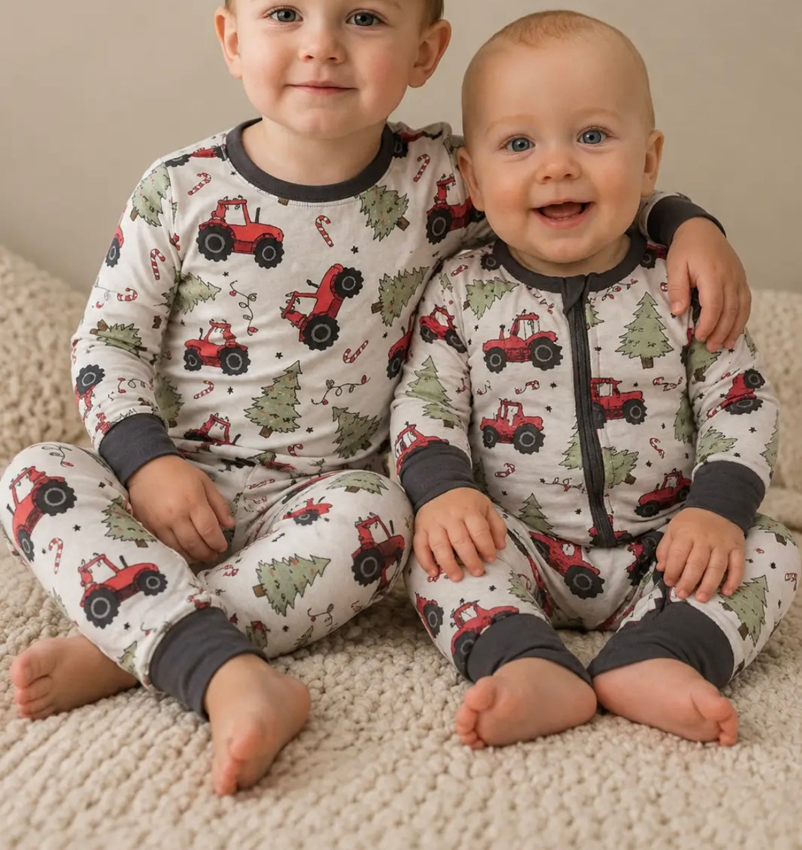 Boy Christmas Tractor Bamboo Pajamas