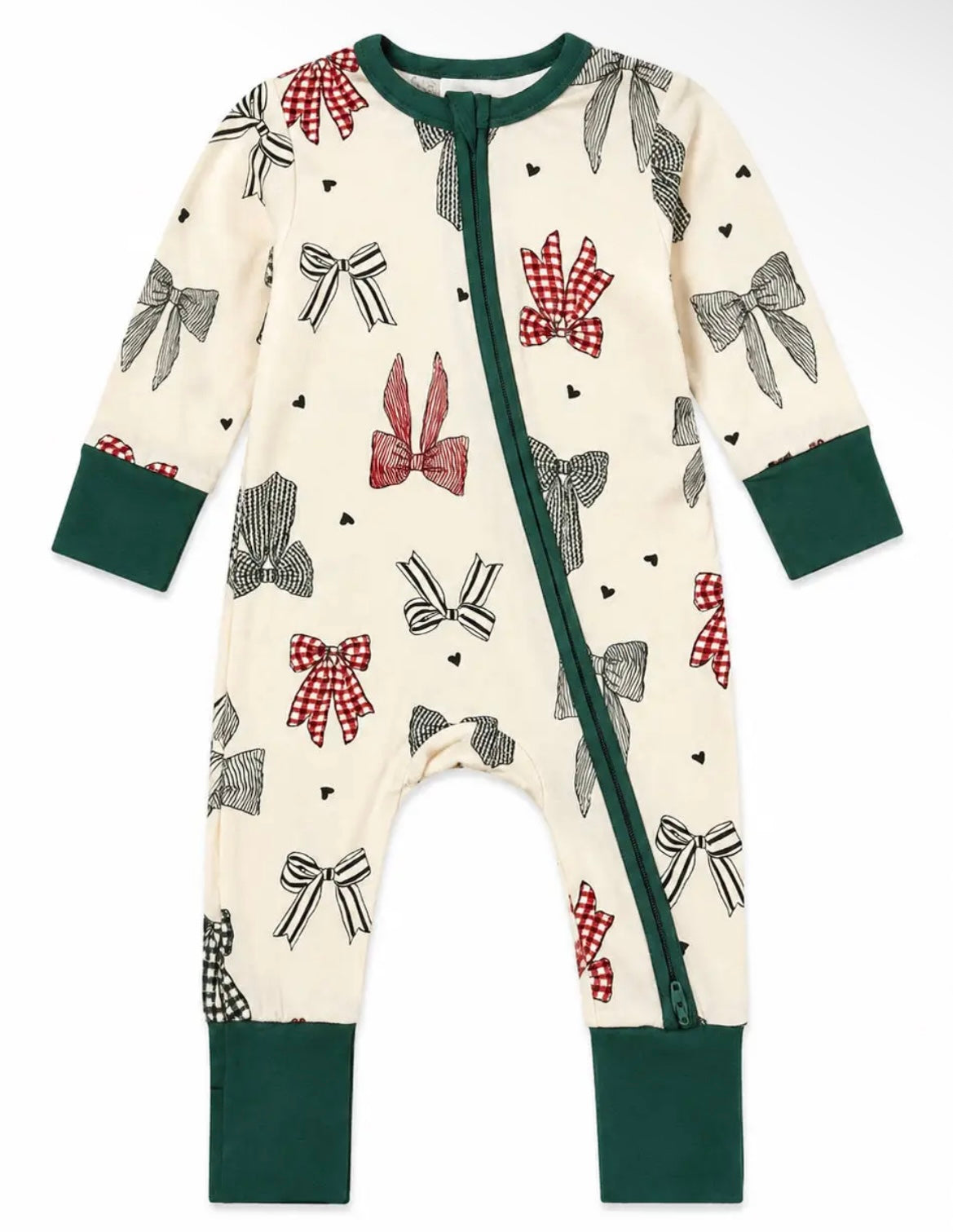 Baby Girl Christmas Bows Zip Sleeper