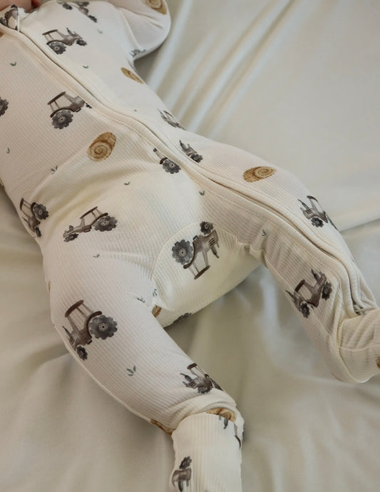 Baby Boy Hayride Ribbed Zip Pajamas