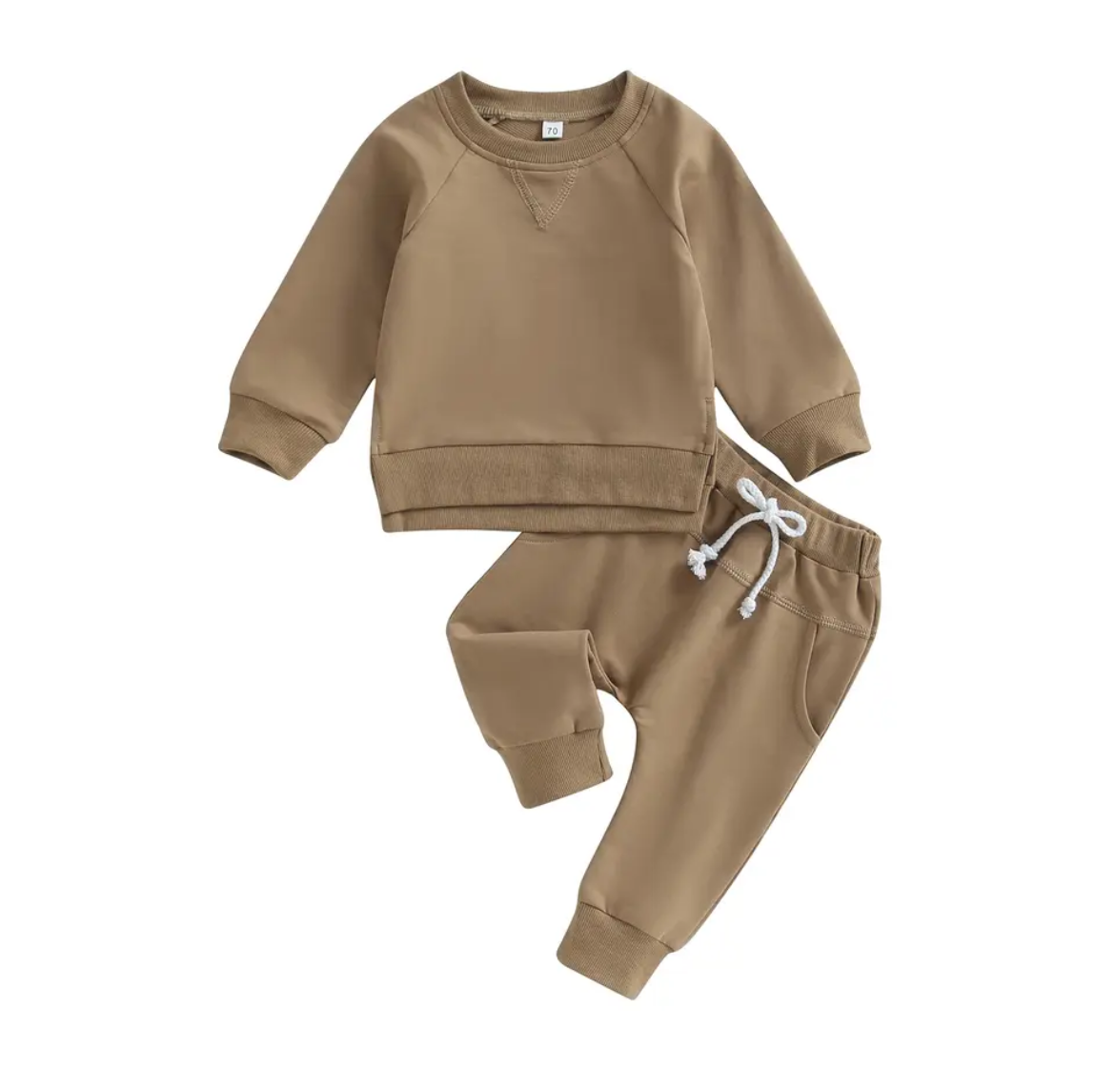 Tan Crewneck Sweatshirt Set