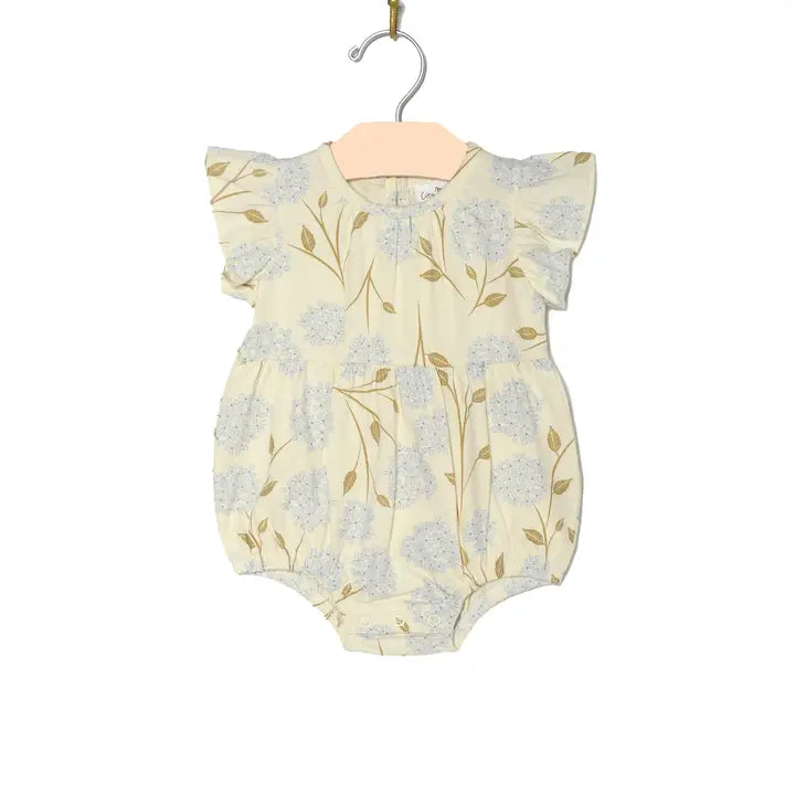 Baby Girl Flutter Sleeve Hydrangea Romper