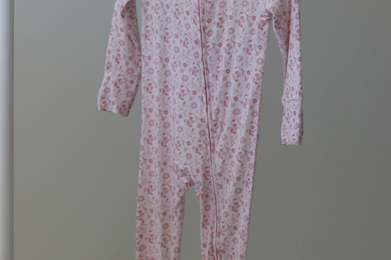 Baby Girl Pink Petal Zip Pajamas